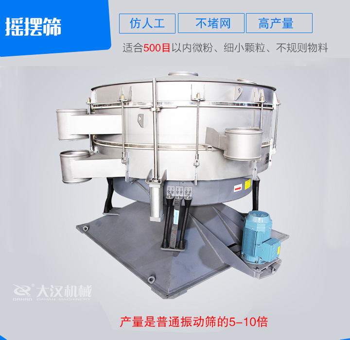 搖擺篩仿人工篩分原理，操作方便，不堵網(wǎng)。