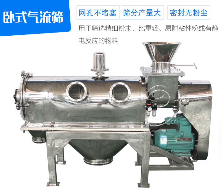 用于篩選精細(xì)粉末、比重輕、易附粘性粉或有靜電反應(yīng)的物料